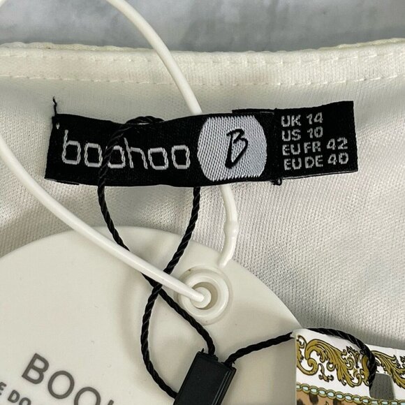 Boohoo Sleeveless Floral Frill Wrap Maxi Dress US 10 Ivory Cocktail Resort - Picture 10 of 14